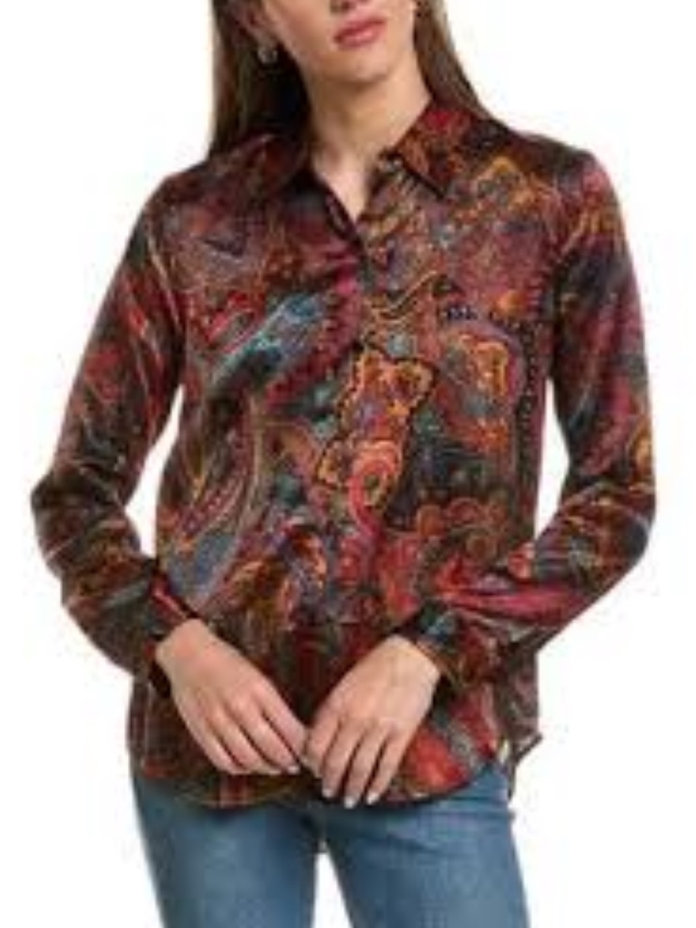 NWT, L’agence XS Tyler Multicolor silk Paisley  Blouse MSRP $340.0O.